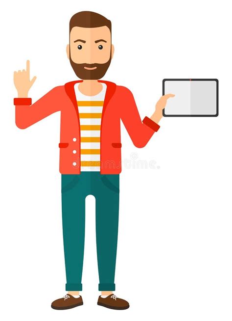 Man Holding Tablet Stock Vector Illustration Of Idea 63482377