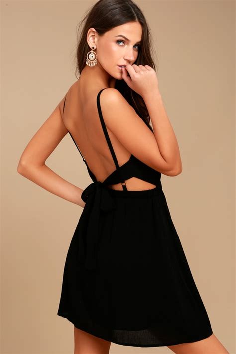 Cute Black Dress Skater Dress Backless Dress Backless Skater