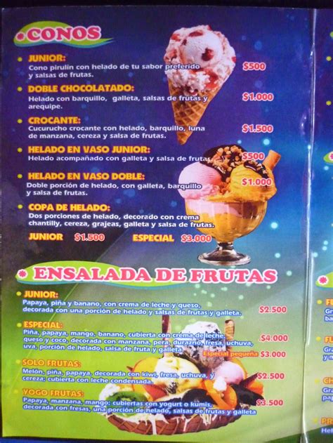 Presentacion Del Menu Heladeria Yofrey ~ Heladeria Yofrey