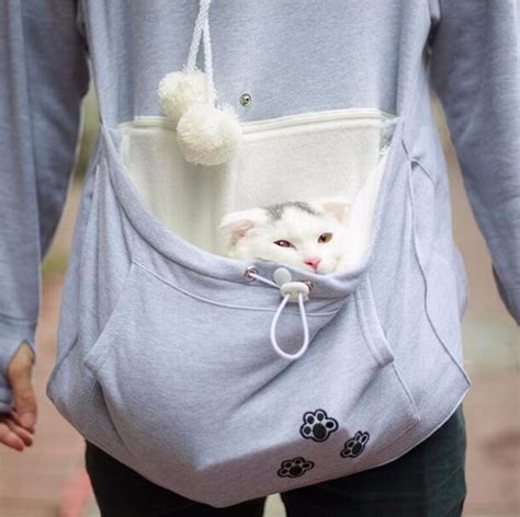 Catagaroo Hoodies With Kangaroo Pouch For Your Cat Cat Pouch Hoodie