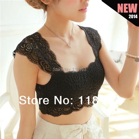 2014 Spring Sexy Lace Crop Top Pad Hollow Out Lace Soft Vest Bra For