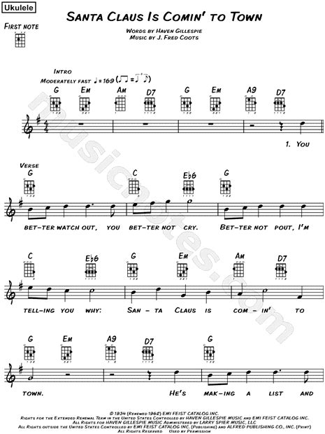 Santa Claus Is Coming To Town Guitar Chords