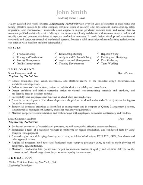 Professional Engineering Technician Resume Sample - Download | ResumeGets