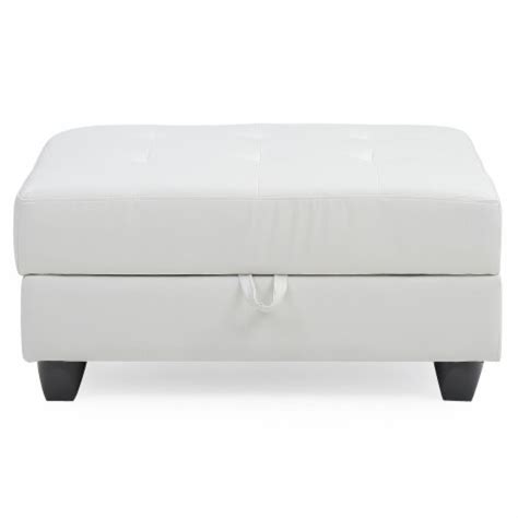 Revere White Faux Leather Upholstered Storage Ottoman 1 Pick ‘n Save