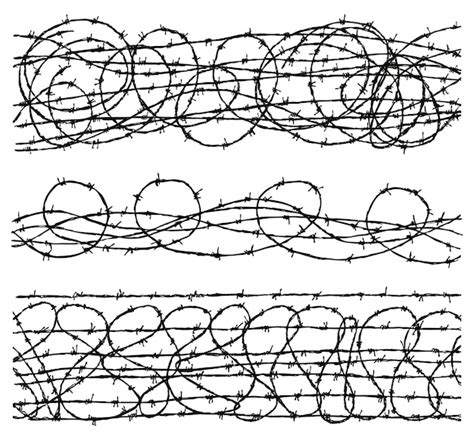 Dibujos a mano de diferentes conjuntos de alambre de púas retorcido