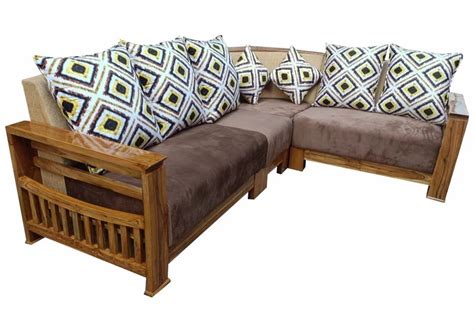 Seater Velvet L Shape Wooden Sofa Set Without Lounger At Rs