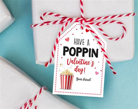 Printable Have A Popping Valentine S Day Card Popcorn Valentine Tag