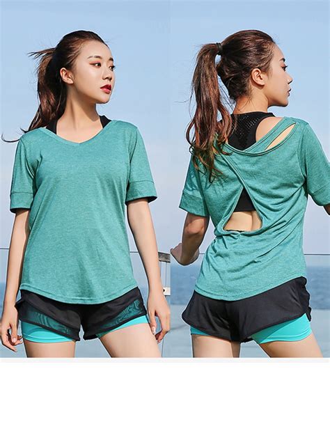 Womens Active Short Sleeve Yoga Tops Activewear Running Workouts T Shirt Sports Tee Yoga Shirts