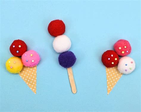 Easy Pom-Pom Ice Cream Cones - The Craft-at-Home Family