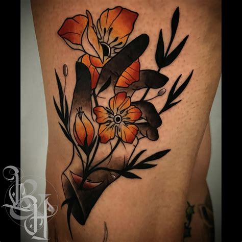 Aggregate Neo Trad Flower Tattoo In Cdgdbentre