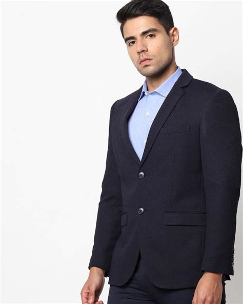 Slim Fit Single Breasted Blazer With Notched Lapel Jiomart