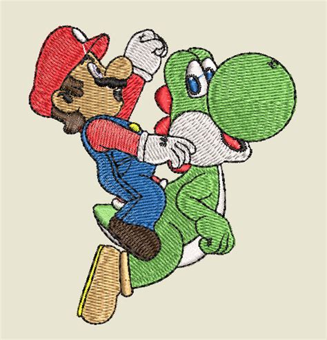 Embroidery Pattern Mario Rides Yoshi - A.G.E Store embroidery patterns