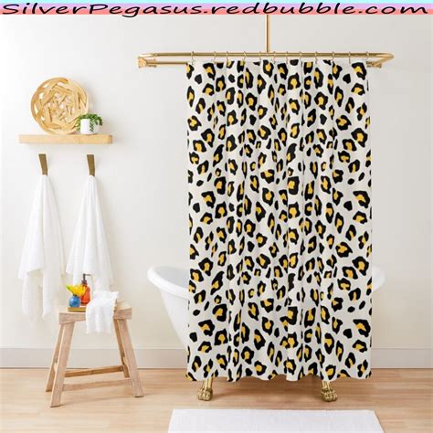 Leopard Print Mustard Yellow Original Shower Curtain For Sale By