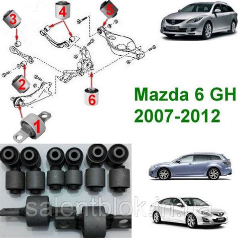 Сайлентблок Mazda 6 (GH) комплект 14шт ЗАДНЯЯ подвеска 2007г- MetGum ...