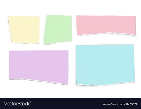 Set Color Paper Tears Isolated On White Royalty Free Vector