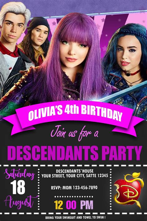 The Descendants Birthday Party Invitation Descendants Party Birthday