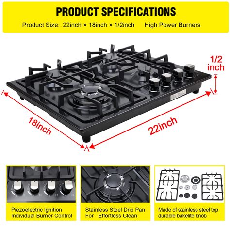 Snapklik Forimo Gas Cooktop 22InchBuilt In Gas Cooktop 4 Burners