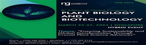 8th Edition Of Global Congress On Plant Biology And Biotechnology GPB