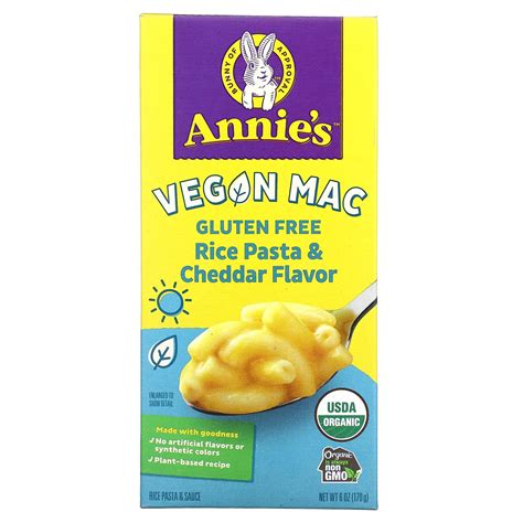 Annie S Homegrown Vegan Mac Rice Pasta Cheddar Gluten Free Oz