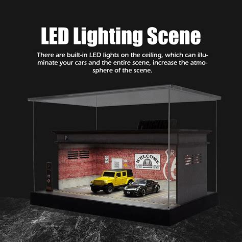 Hot Wheels Vitrina de estacionamiento a presión a escala neumáticos modelo de luz LED