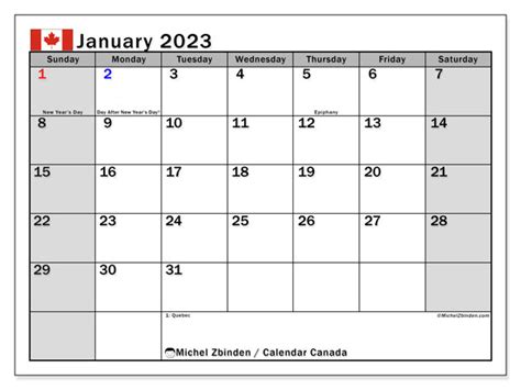 Canada Printable Calendar 2023 - PELAJARAN