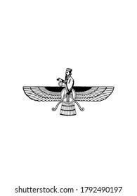 Faravahar Symbol Zoroastrianism Vector Illustration Stock Vector