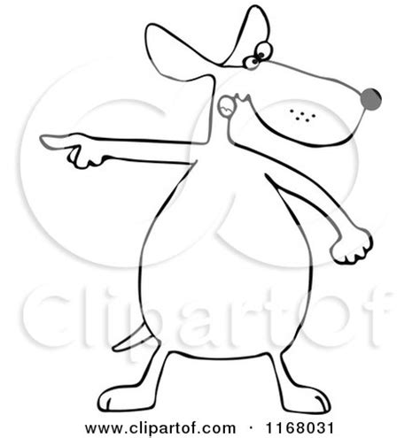 Cartoon of an Outlined Dog Standing and Pointing - Royalty Free Vector ...