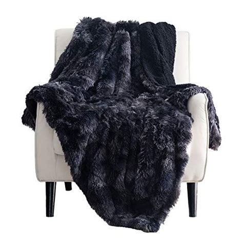 Bedsure Soft Fuzzy Faux Fur Sherpa Fleece King Size Throw Blanket Black