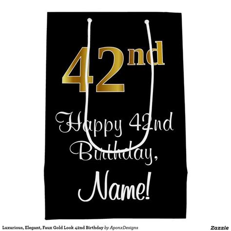 Luxurious Elegant Faux Gold Look 42nd Birthday Medium T Bag Zazzle