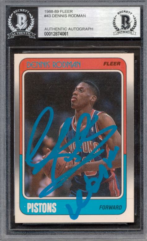 Dennis Rodman Signed Fleer Rc Inscribed Worm Bgs