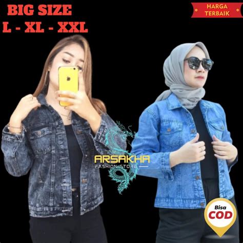 Jual Jaket Jeans Wanita Denim Jaket Wanita Jumbo Xxl Ld 120 Jaket Cewek