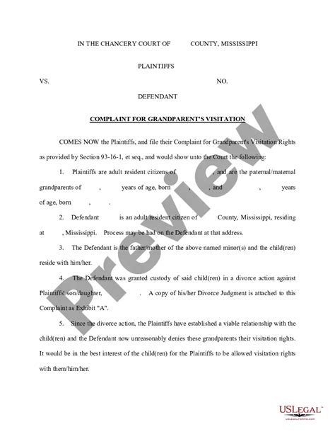 Mississippi Complaint For Grandparents Visitation Mississippi