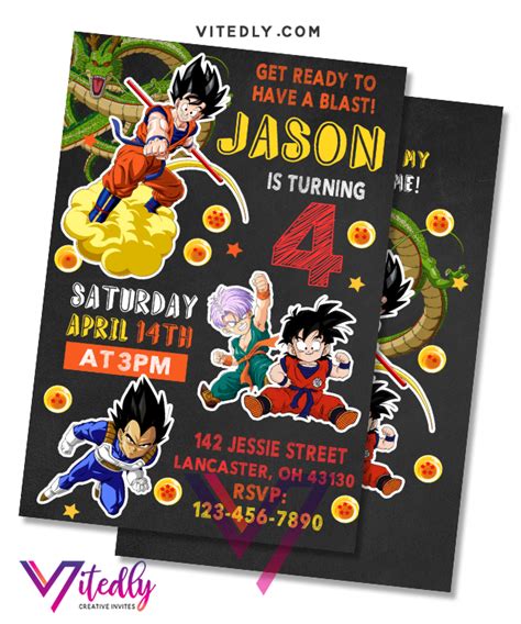 Dragon Ball Z Birthday Invitation Dragon Ball Z Invitation Goku Vitedly