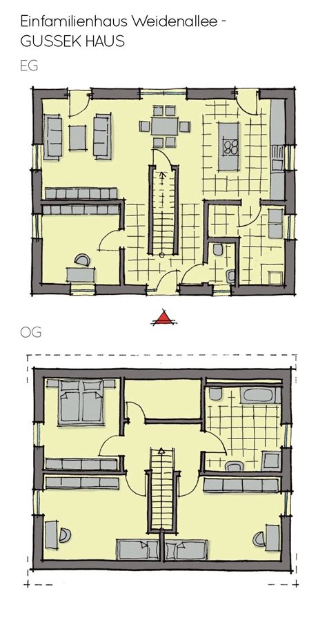 Einfamilienhaus Grundriss Mit Satteldach Architektur Gerade Treppe