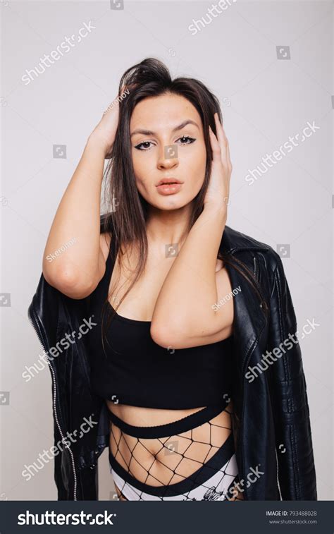 Sexy Brunette Girl Slender Figure Posing Stock Photo 793488028 Shutterstock
