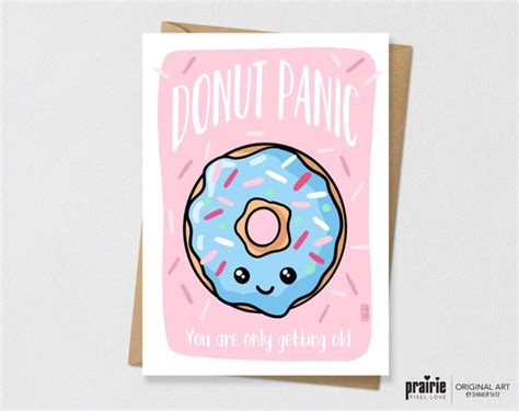 Printed Donut Card Donut Birthday Card Food Birthday Card - Etsy