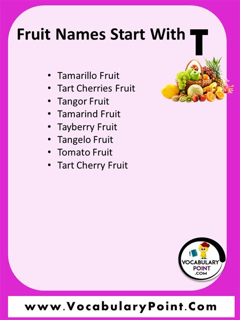 Fruits Starting With T Properties And Pictures Vocabulary Point