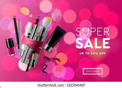 Super Sale Cosmetics Banner Shopping Season Stock Vector Royalty Free