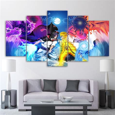 Naruto Decisive Battle Anime 5 Panel Canvas Art Wall Decor Canvas Storm