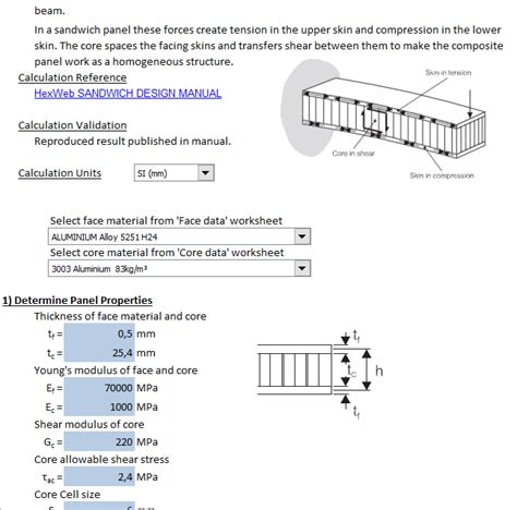 Light-weight Composite Beam Design Spreadsheet