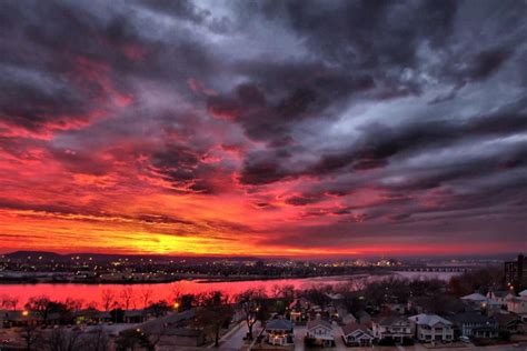 Sunset In Tulsa Overlooking The Arkansas River Oklahoma Sunsets