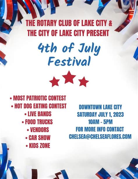 4th Of July Festival Presented By Rotary Club Of Lake City And The City Of Lake City Darby