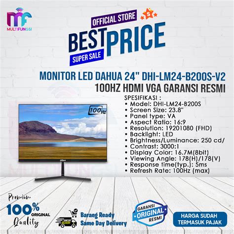 Jual Monitor LED Dahua 24 DHI LM24 B200S V2 100Hz HDMI VGA Garamsi