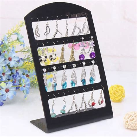 48 Holes Black Jewelry Organizer Stand Earrings Holder Display 30894