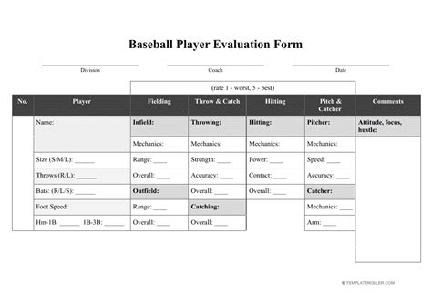 Baseball Player Evaluation Form Fill Out And Sign Pri Vrogue Co