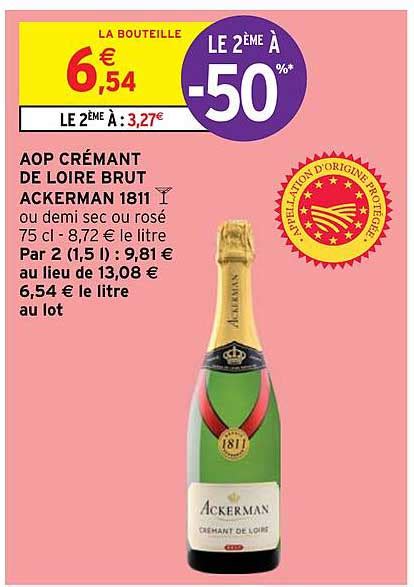 Promo Aop Crémant De Loire Brut Ackerman 1811 chez Intermarché