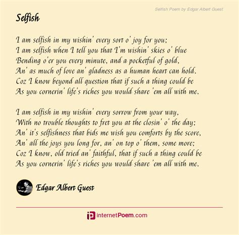 Selfish Poem By Edgar Albert Guest