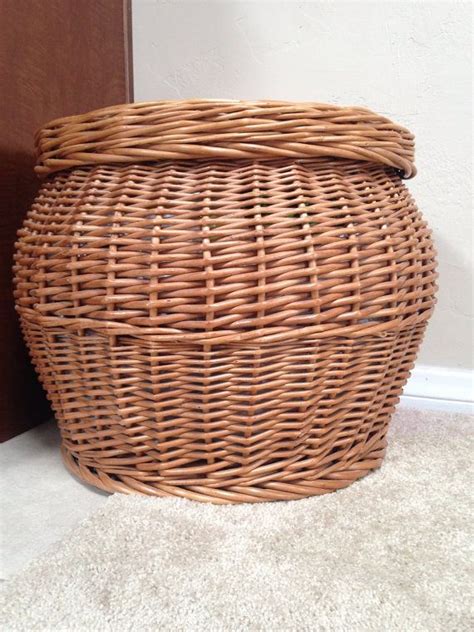 Large Woven Wicker Rattan Round Basket With Lid By Rudolph130a Rattan Wicker Round Basket