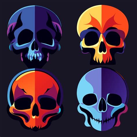 Premium Vector Flat Style Human Skulls Eps Vector Graphics