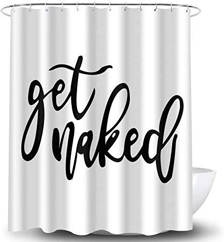 Get Naked Shower Curtain Funny Black And White Shower Curtain Durable